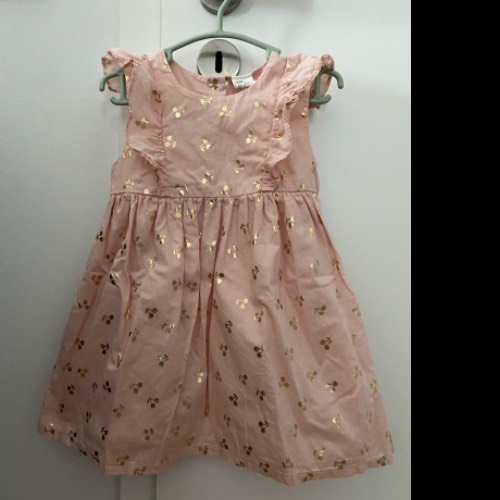 Jersey Kleid rosa/gold  Größe: 92 H&M, zu finden beim Stand 41 am Standort Flohkids Hamburg Nord