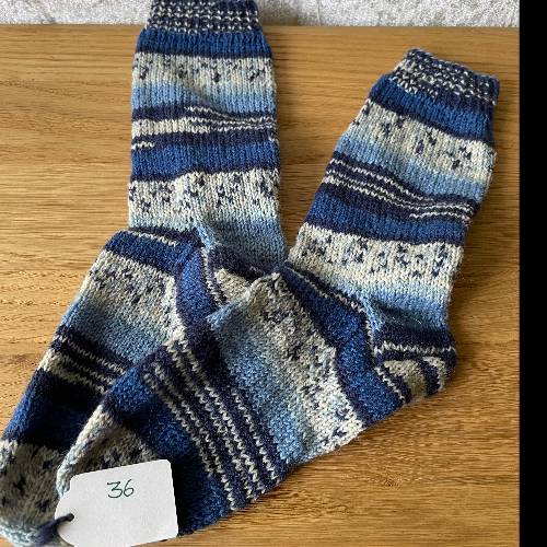 Wollsocken  Größe: 36 blau-Mix, zu finden beim Stand 31 am Standort Flohkids Hamburg Nord