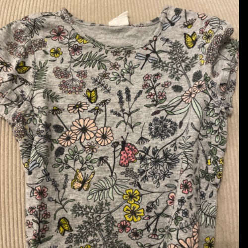 H&M Tshirt Grau/Blumen  Größe: 86, zu finden beim Stand 108 am Standort Flohkids Hamburg Nord