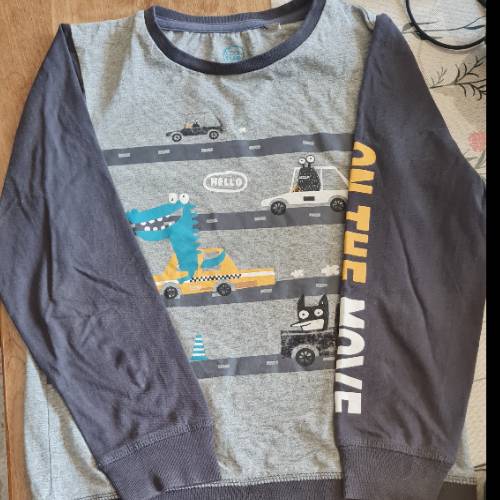 langarmshirt grau Auto  Größe: 122, zu finden beim Stand 70 am Standort Flohkids Hamburg Nord