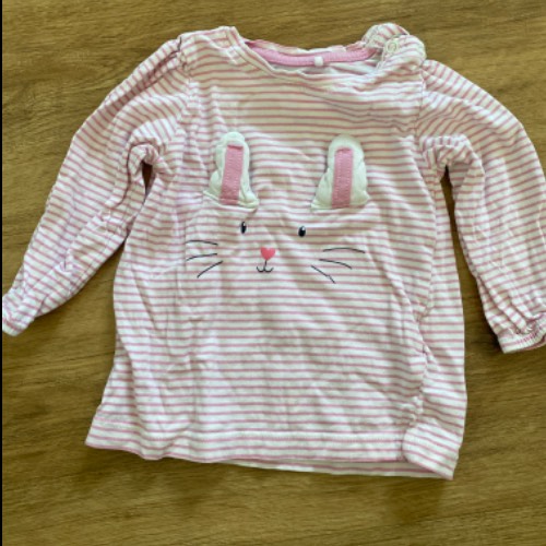 Langarmshirt gestreift Hase  Größe: 80, zu finden beim Stand 146 am Standort Flohkids Hamburg Nord