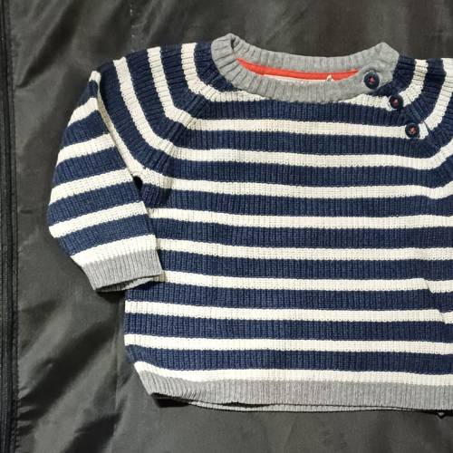 Strickpullover, H&M, Bl/Weiß, Größe: 68, zu finden beim Stand 174 am Standort Flohkids Hamburg Nord