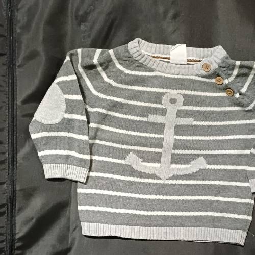 Strickpullover, H&M, Grau, Größe: 68, zu finden beim Stand 174 am Standort Flohkids Hamburg Nord