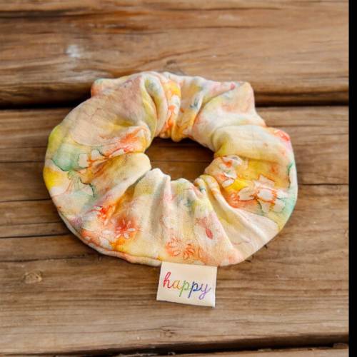 Scrunchie Big Musselin Aquarel, zu finden beim Stand 6 am Standort Flohkids Hamburg Nord