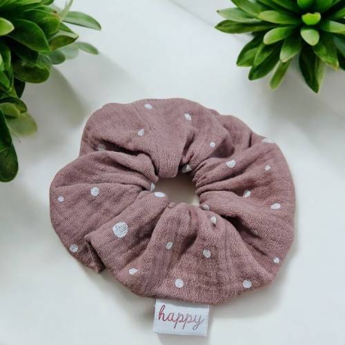 Scrunchie Big Musselin rosa, zu finden beim Stand 6 am Standort Flohkids Hamburg Nord