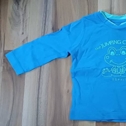 Langarmshirt Esprit, Bl/Türk, Größe: 74, zu finden beim Stand 174 am Standort Flohkids Hamburg Nord